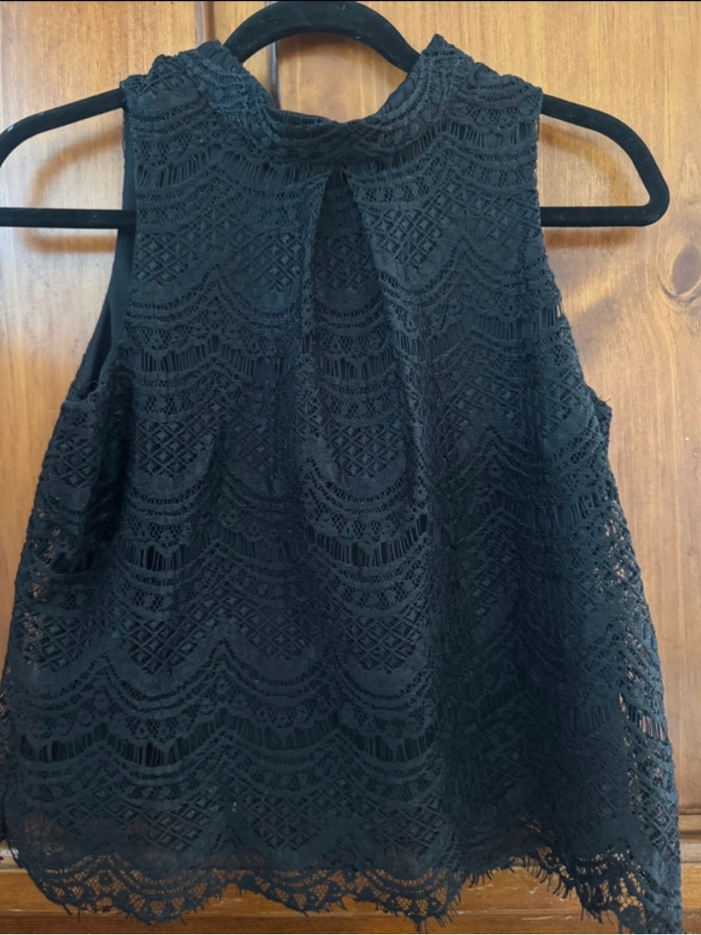 Black Lace Mock Neck crop top